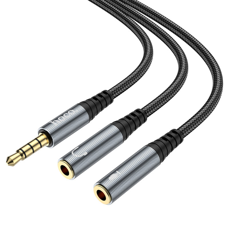 Audio adapter 3.5mm - 2 x 3.5mm HOCO UPA21-2, 0.25m, Fekete