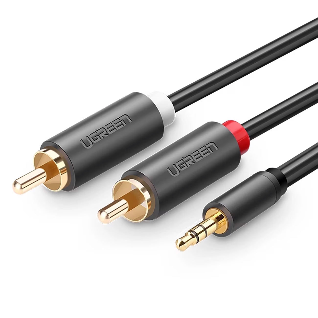 Audio kábel 3.5mm - 2 x RCA UGREEN AV102, 2m, Fekete