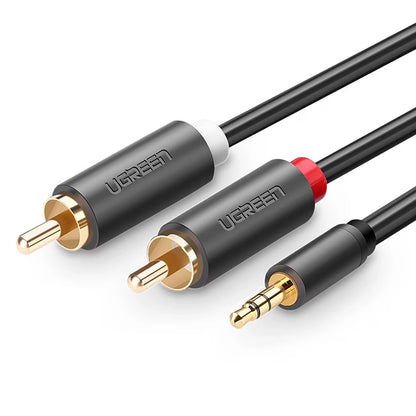 Audio kábel 3.5mm - 2 x RCA UGREEN AV102, 2m, Fekete