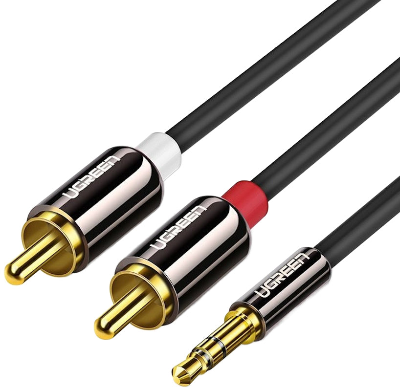 Audio kábel 3.5mm - 2 x RCA UGREEN AV116, 5m, Fekete