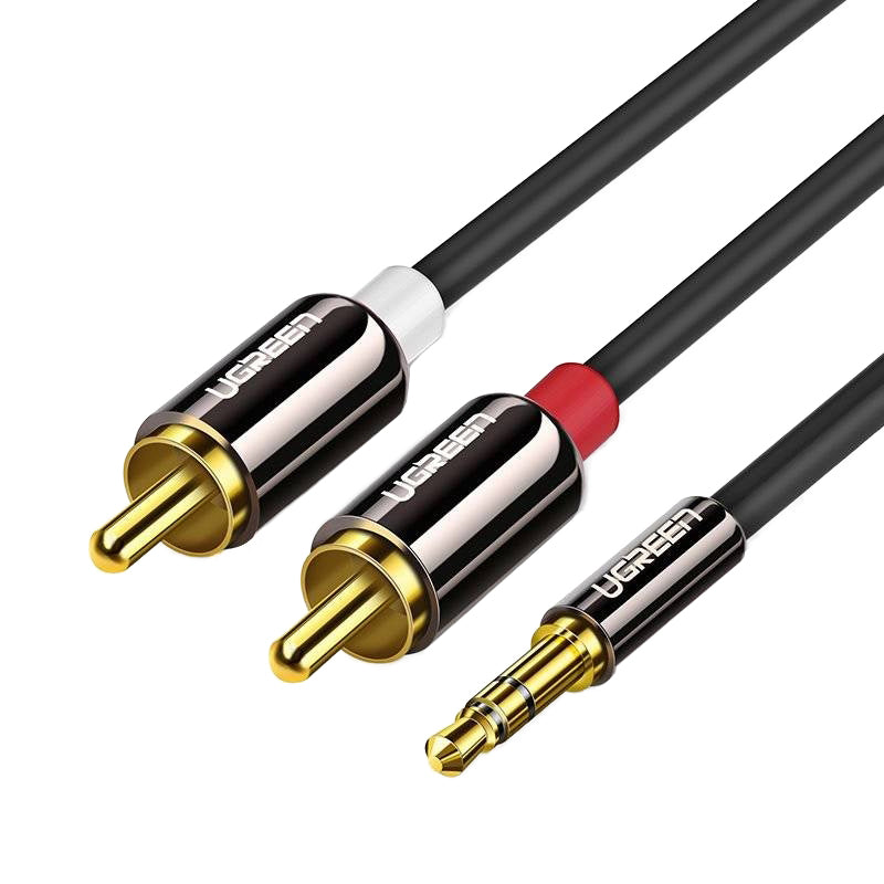 Audio kábel 3.5mm - 2 x RCA UGREEN AV116, 2m, Fekete