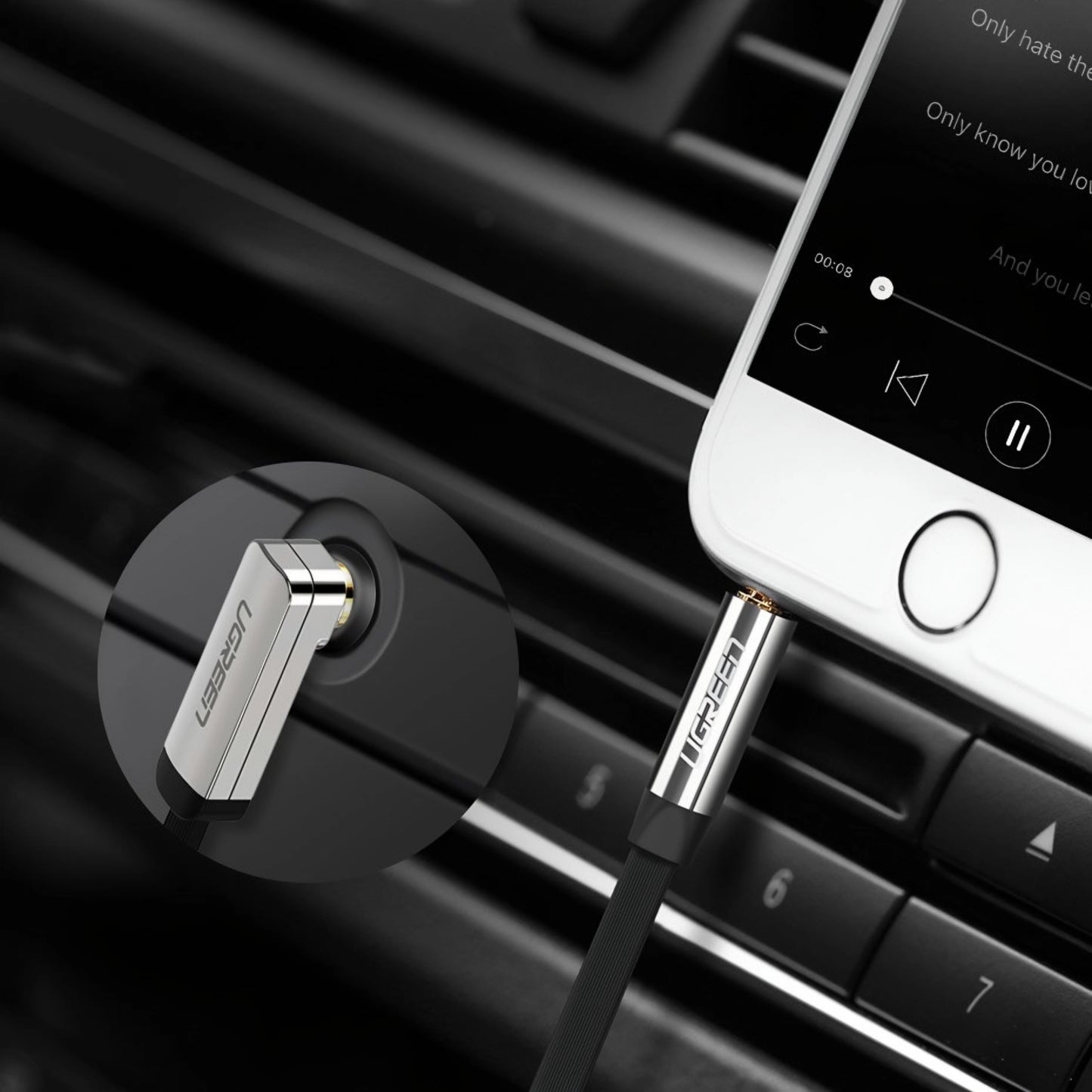 Audio kábel 3.5mm - 3.5mm UGREEN AV119 Angled, 5m, Fekete