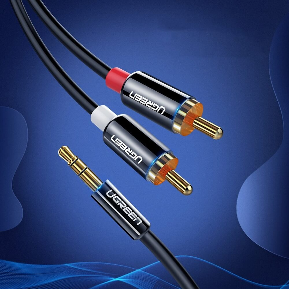 Audio kábel 3.5mm - 2 x RCA UGREEN AV116, 5m, Fekete
