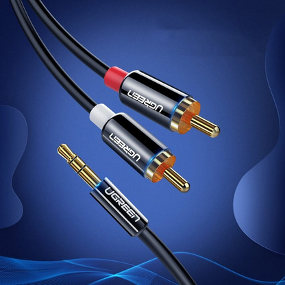 Audio kábel 3.5mm - 2 x RCA UGREEN AV116, 5m, Fekete