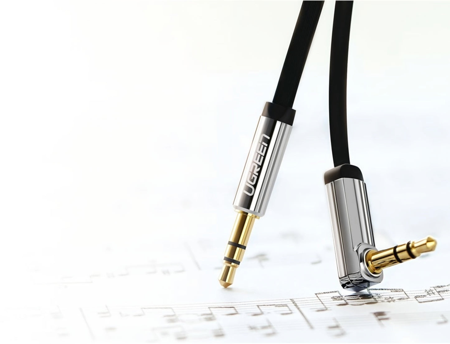 Audio kábel 3.5mm - 3.5mm UGREEN AV119 Angled, 5m, Fekete