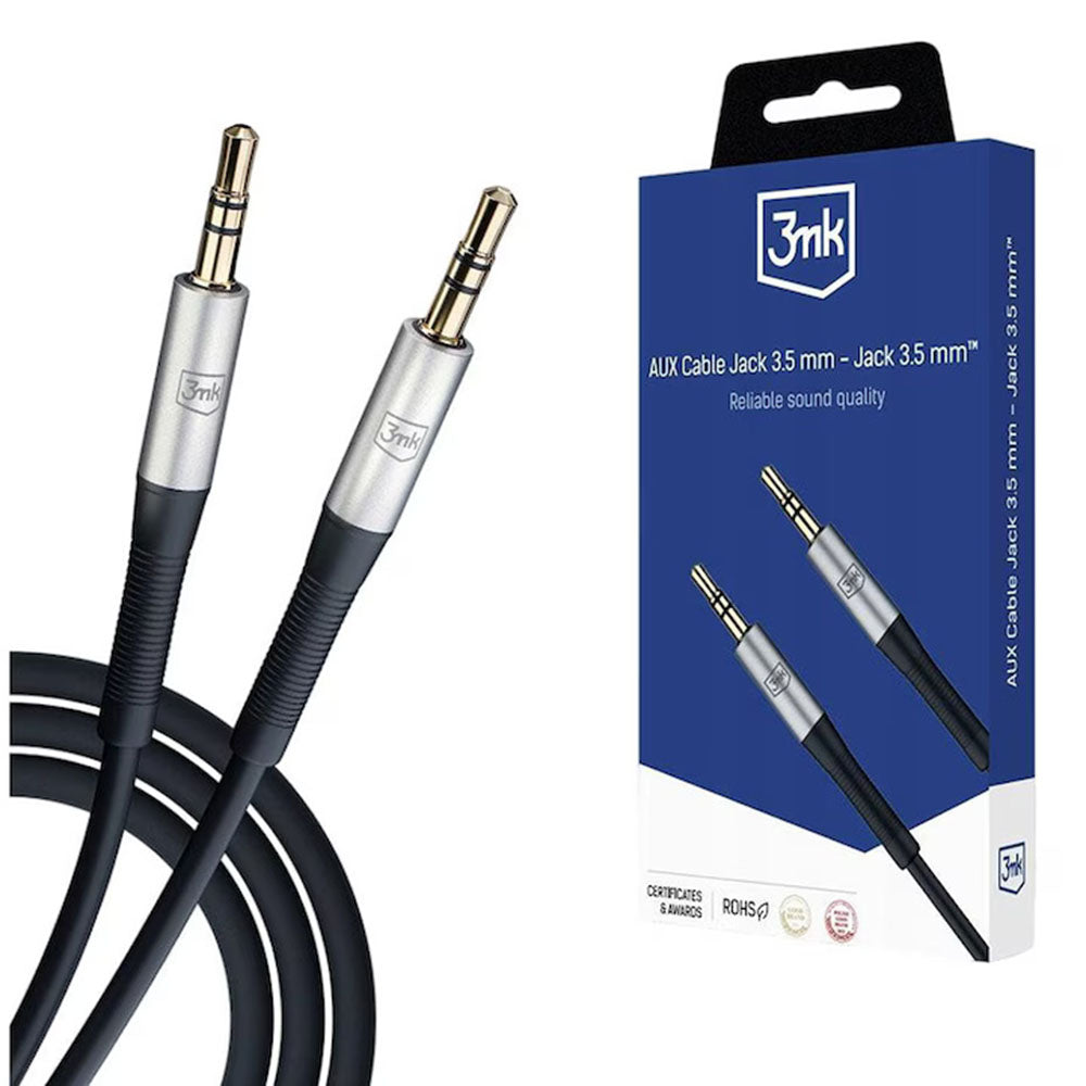 3,5 mm-es audio kábel - 3,5 mm-es 3MK, 1 m, fekete