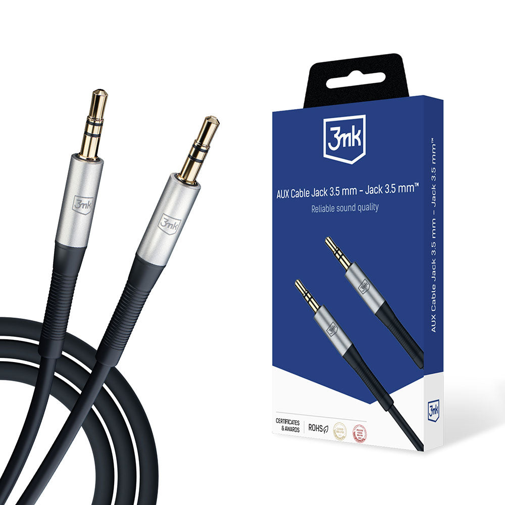 3,5 mm-es audio kábel - 3,5 mm-es 3MK, 1 m, fekete