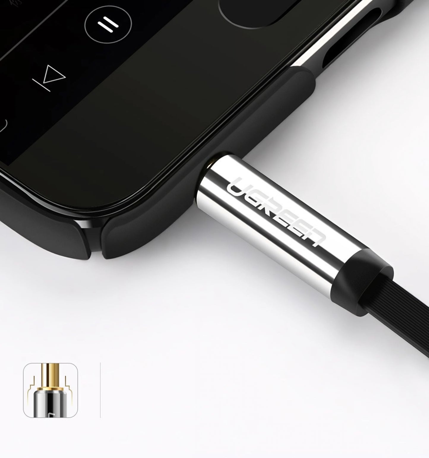 UGREEN AV119 Angled 3.5mm - 3.5mm Audio Cable, 3m, Black