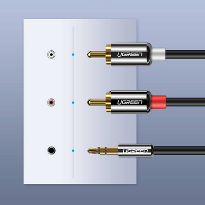 Audio kábel 3.5mm - 2 x RCA UGREEN AV116, 2m, Fekete