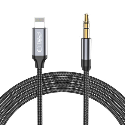 Lightning - 3,5 mm Tech-Protect Ultraboost audio kábel, 1m, fekete