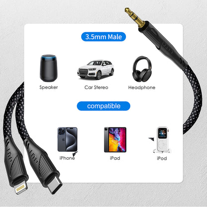 Audio kábel Lightning - 3.5mm Lito LA02, 1m, Fekete