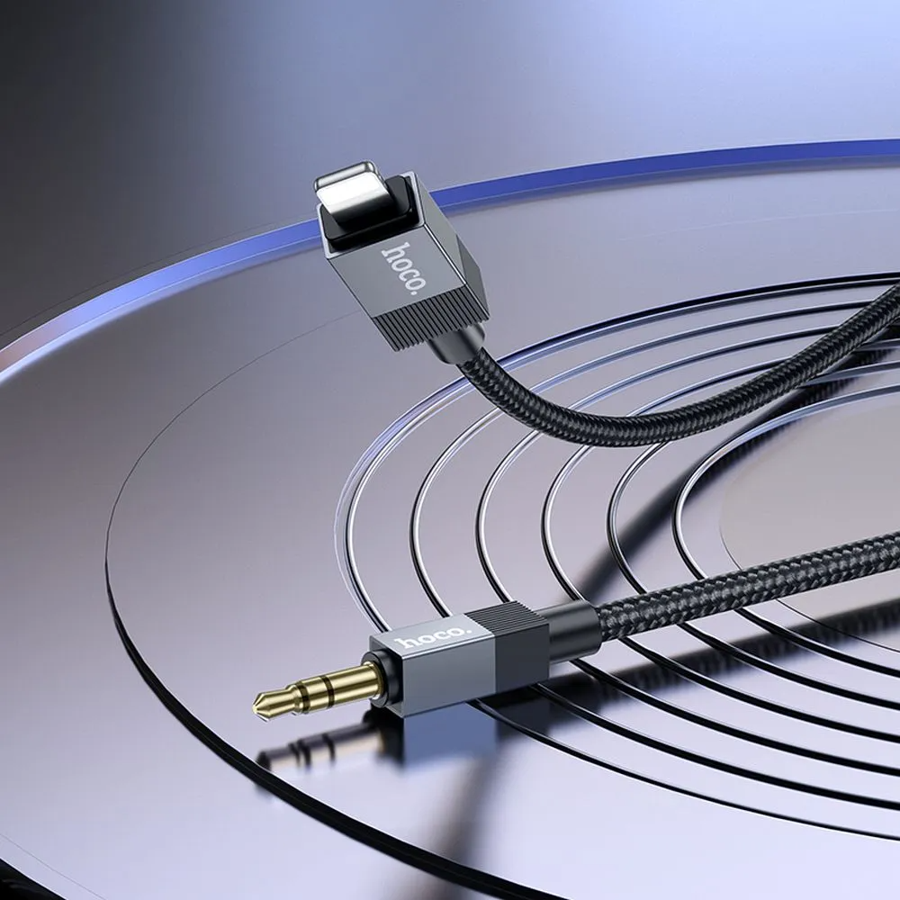 Lightning - 3,5 mm-es HOCO UPA32A audio kábel, 1m, fekete