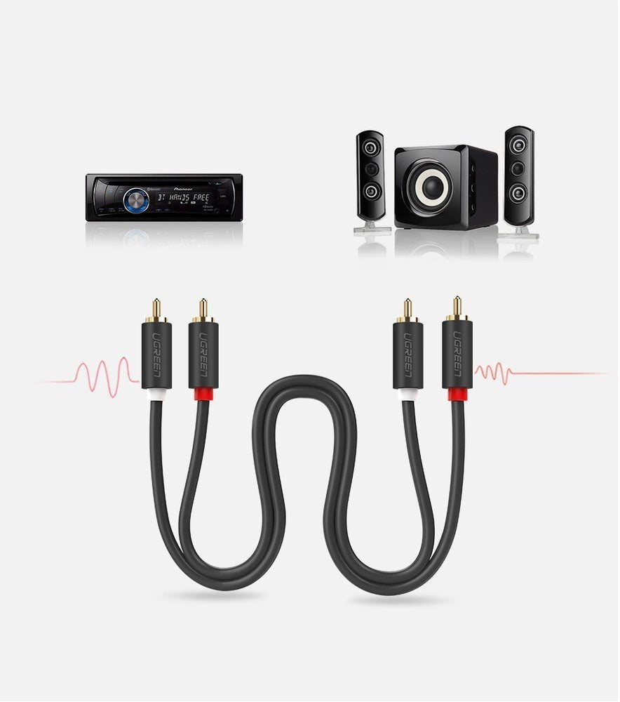 UGREEN AV104 Audio kábel, 2 x RCA - 2 x RCA, 2m, Fekete