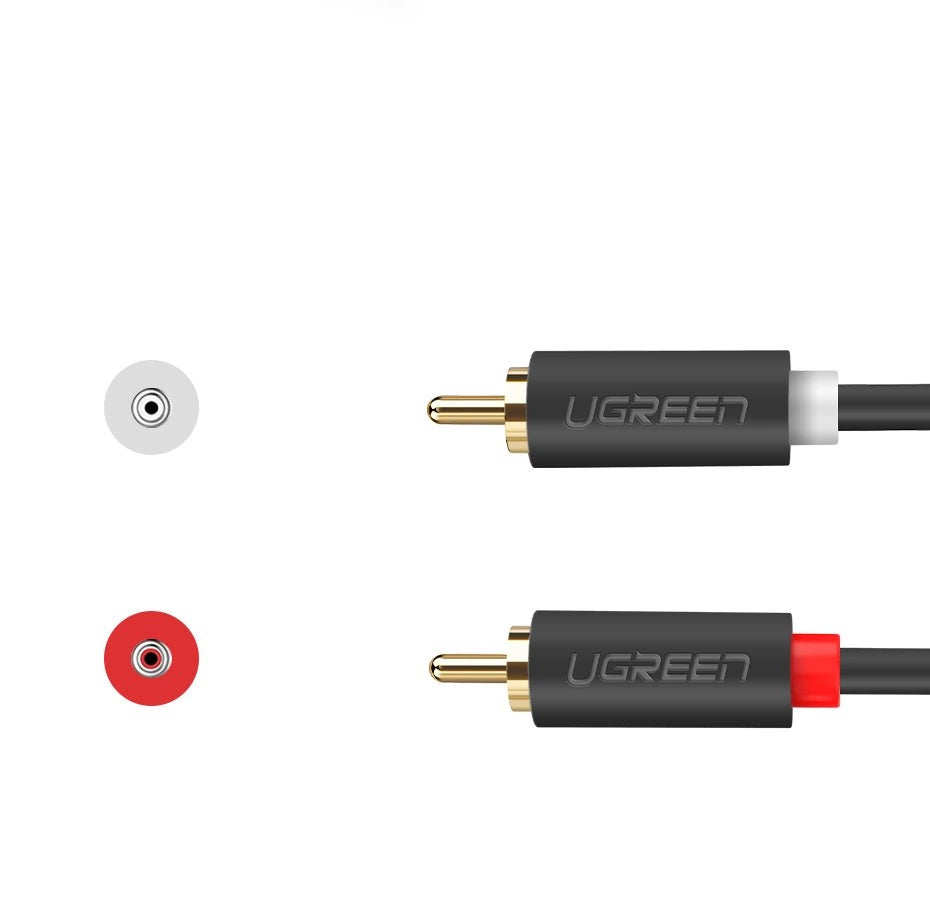 UGREEN AV104 Audio kábel, 2 x RCA - 2 x RCA, 2m, Fekete