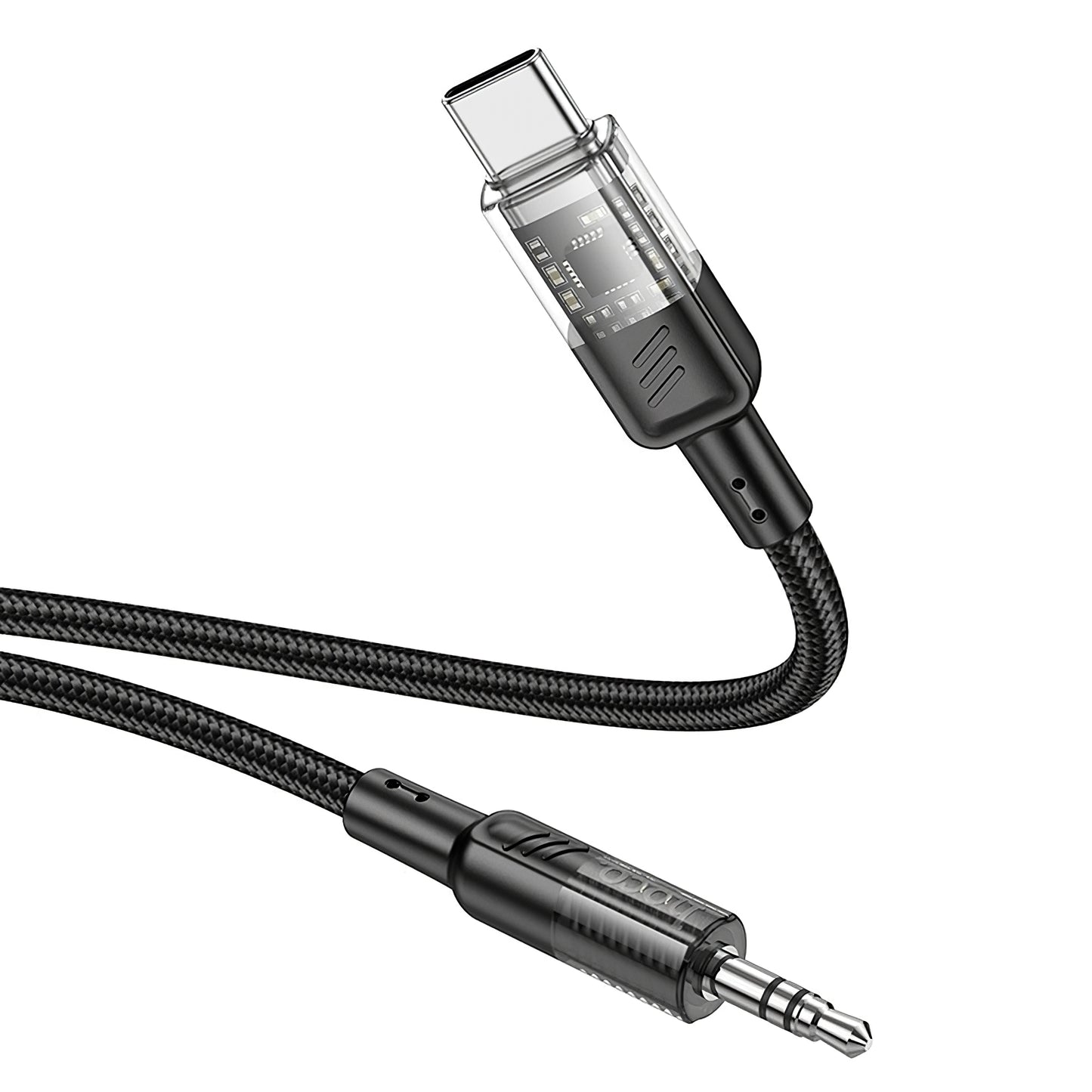USB-C - 3,5 mm-es HOCO UPA27 audio kábel, 1,2 m, fekete