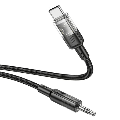 USB-C - 3,5 mm-es HOCO UPA27 audio kábel, 1,2 m, fekete