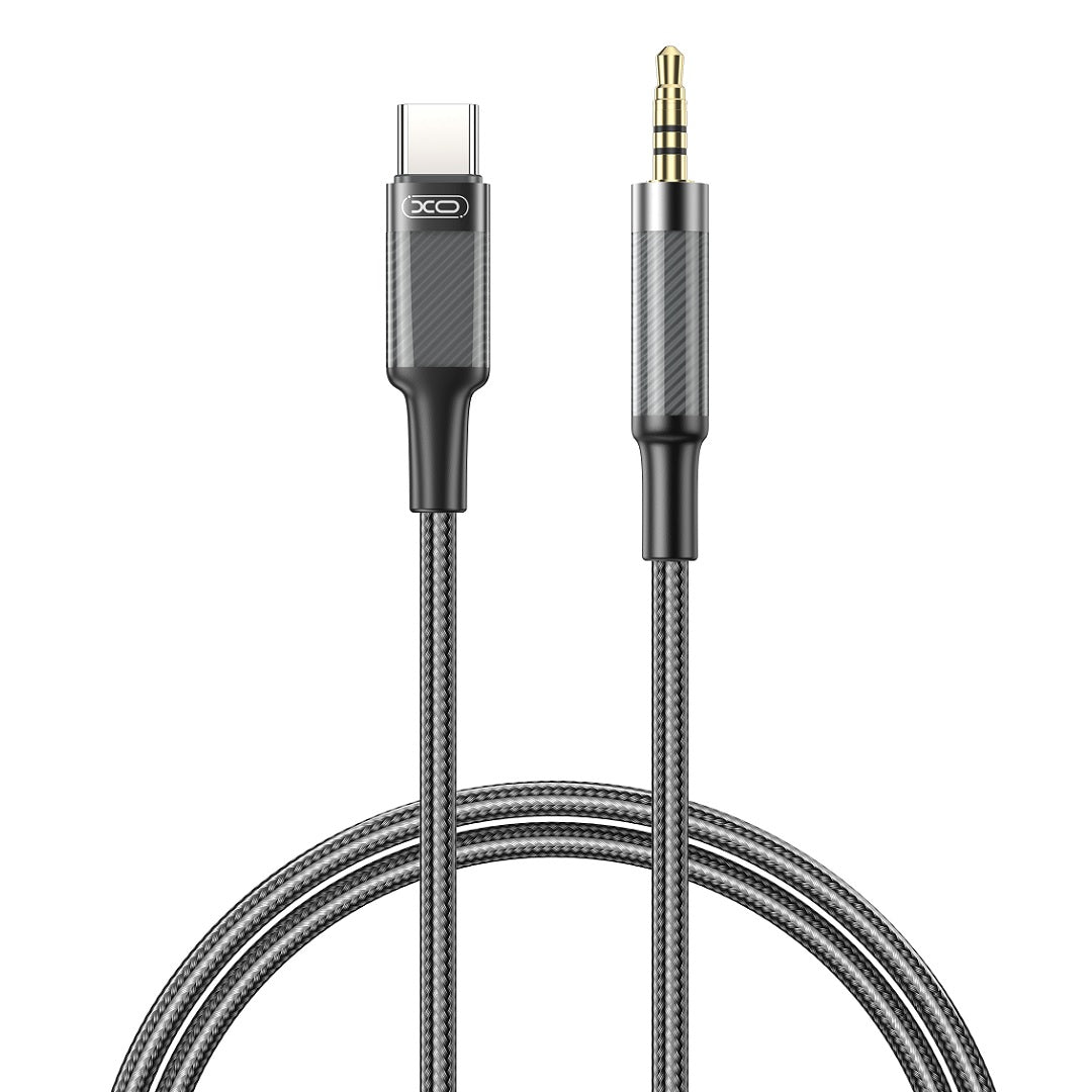 USB-C - 3,5 mm-es XO Design NB-R279B audio kábel, 1m, Fekete