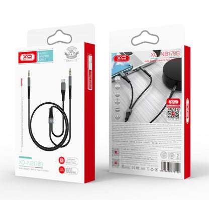 USB-C / 3,5 mm - 3,5 mm XO Design NB178B audio kábel, 1m, fekete
