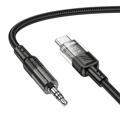 USB-C - 3,5 mm-es HOCO UPA27 audio kábel, 1,2 m, fekete