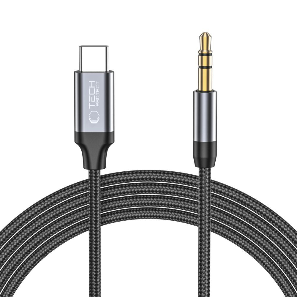 USB-C - 3,5 mm Tech-Protect Ultraboost audio kábel, 1m, fekete