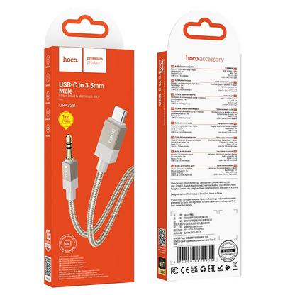 USB-C - 3,5 mm-es HOCO UPA32B audio kábel, 1m, Arany