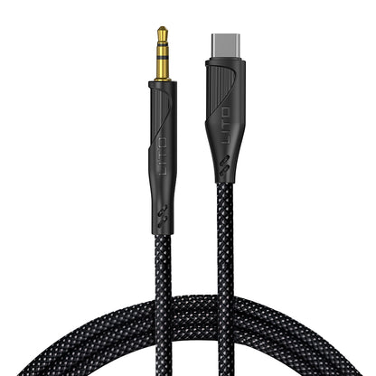 USB-C - 3.5mm Lito LA02 audio kábel, 1m, Fekete