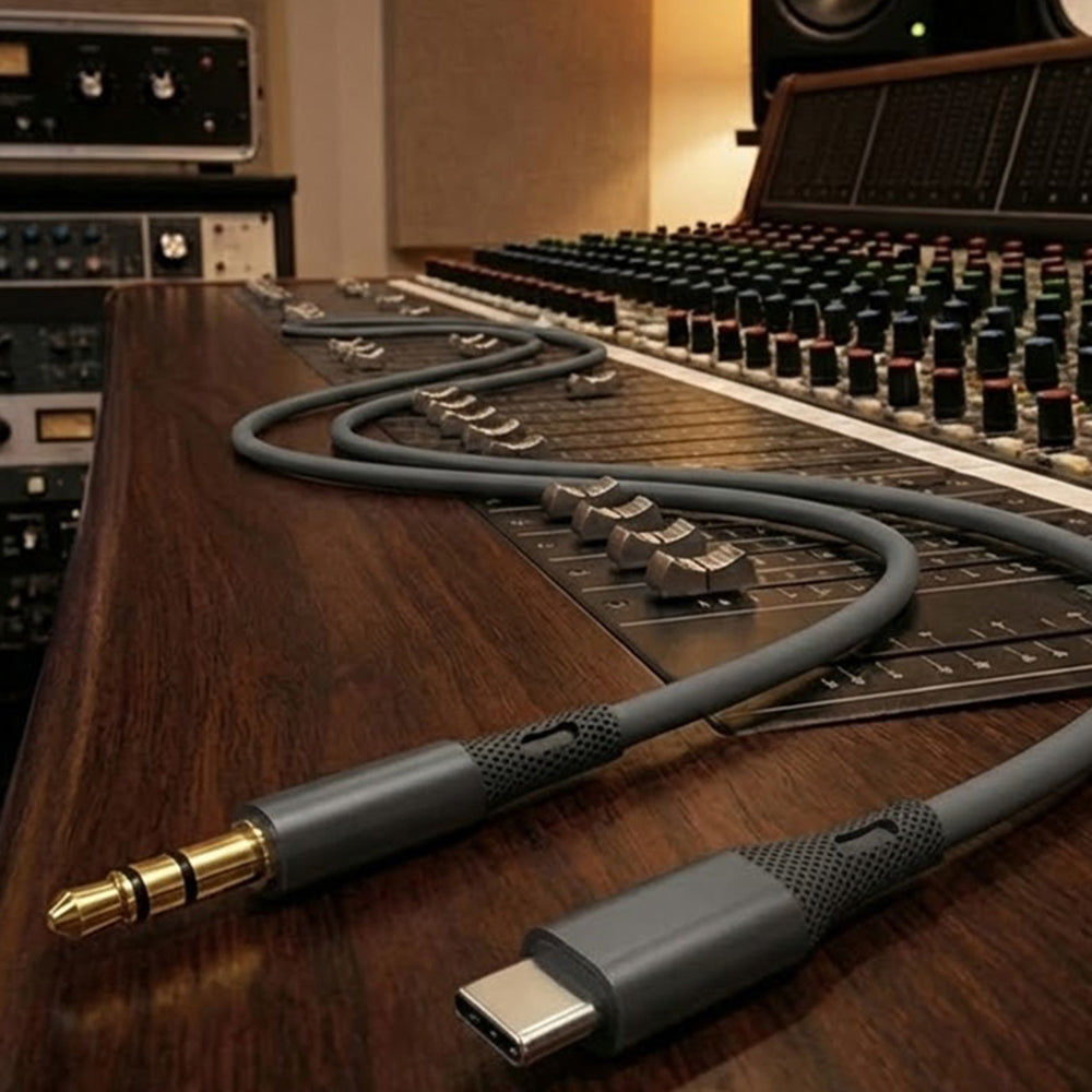 USB-C - 3.5mm Techsuit AC4 SoundFlex audio kábel, 1m, szürke