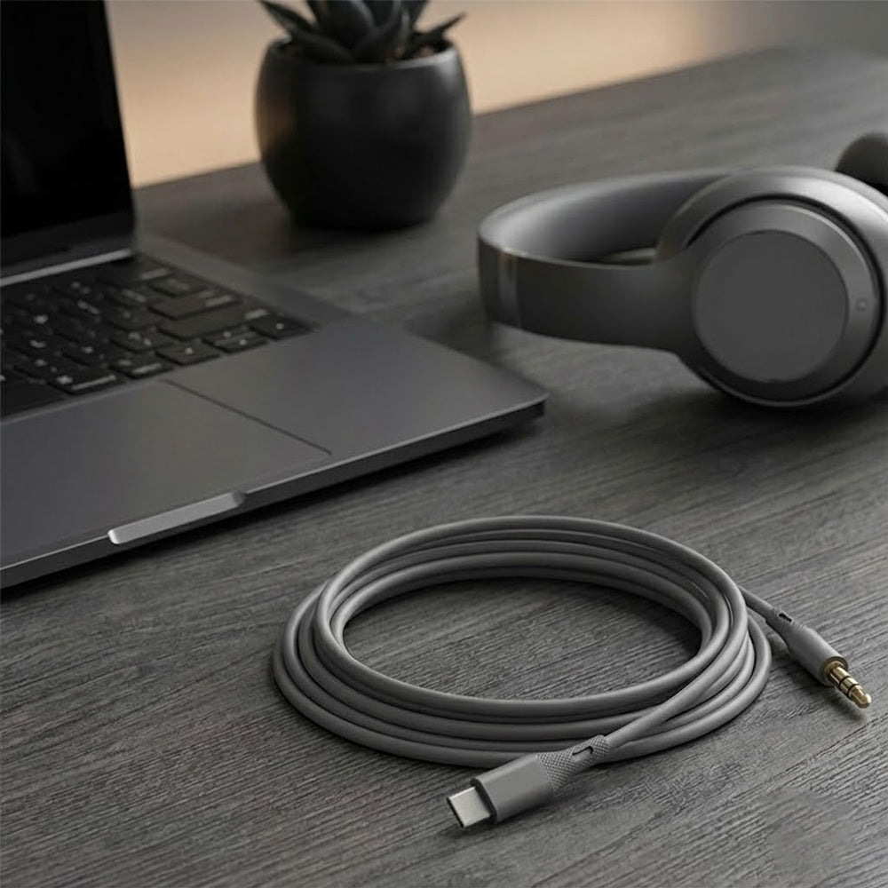 USB-C - 3.5mm Techsuit AC4 SoundFlex audio kábel, 1m, szürke