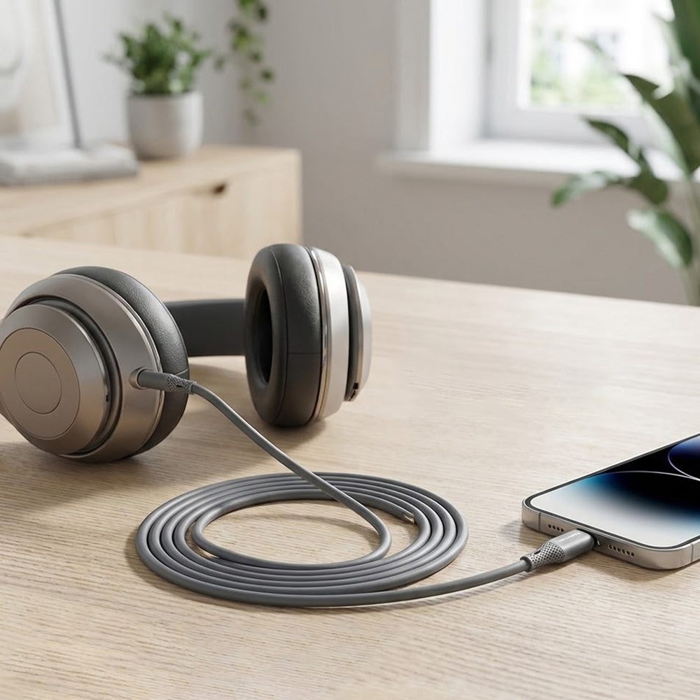 USB-C - 3.5mm Techsuit AC4 SoundFlex audio kábel, 1m, szürke