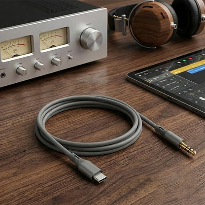 USB-C - 3.5mm Techsuit AC4 SoundFlex audio kábel, 1m, szürke