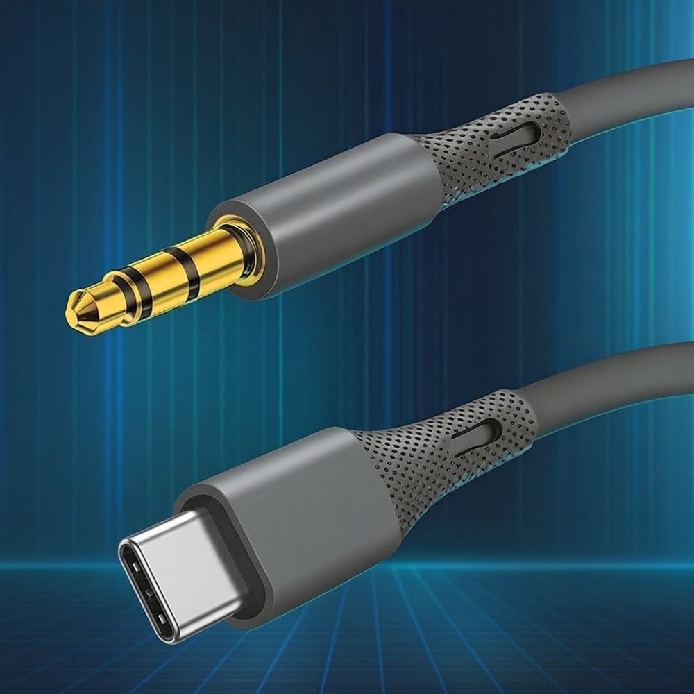USB-C - 3.5mm Techsuit AC4 SoundFlex audio kábel, 1m, szürke