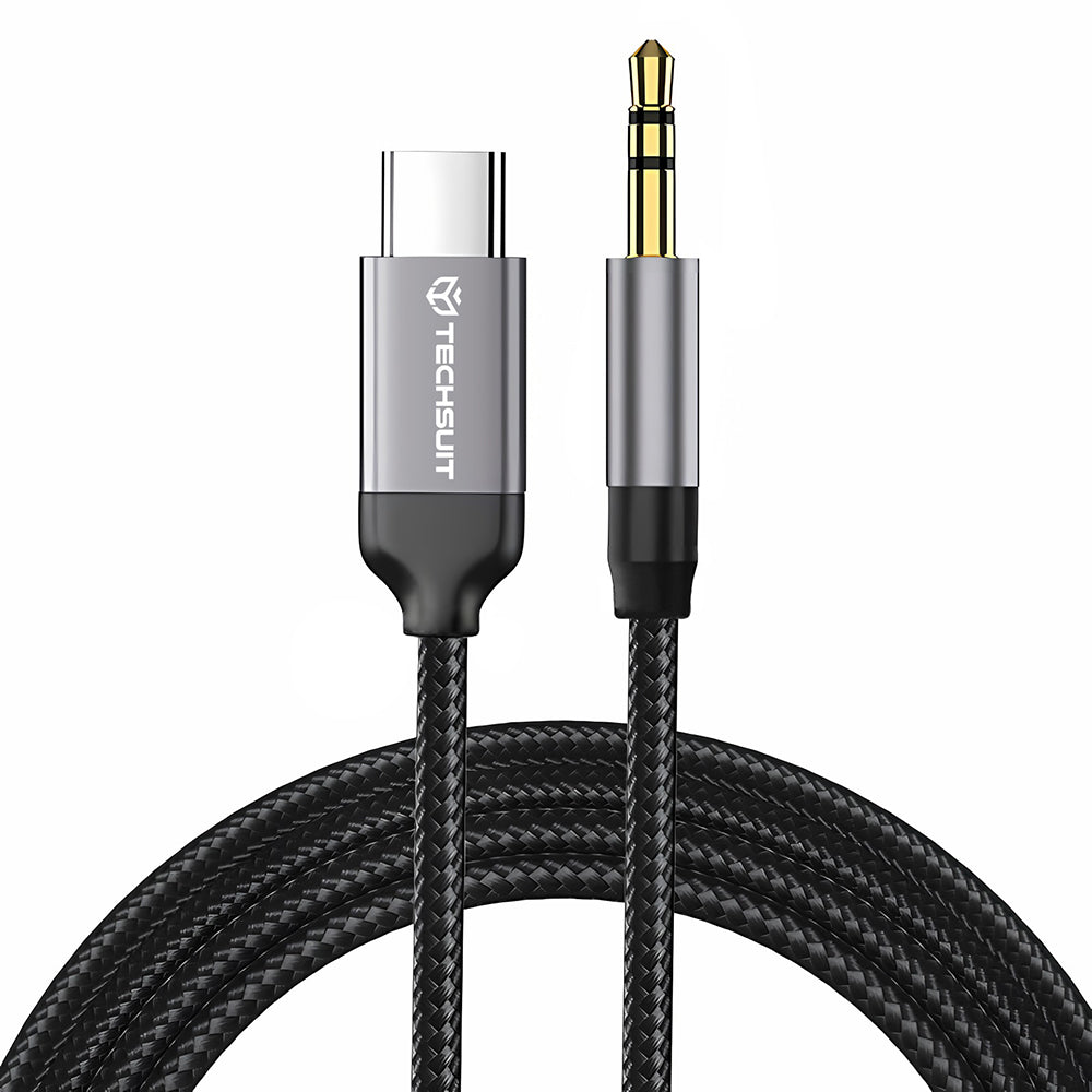 USB-C - 3.5mm Techsuit AC9 SoundShell audio kábel, 1.5m, szürke