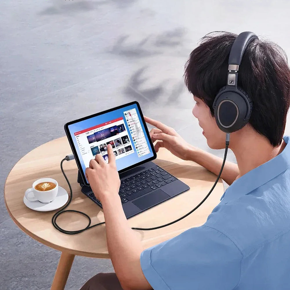 USB-C - 3.5mm Techsuit AC9 SoundShell audio kábel, 1.5m, szürke