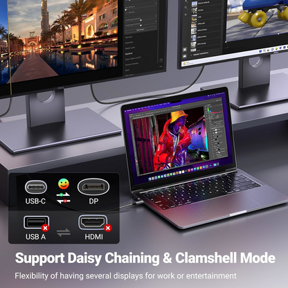 USB-C Audio és Video kábel - DisplayPort UGREEN CM556 (25157), 1m, Szürke