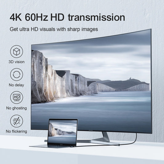 Audio és Videó USB-C - HDMI Joyroom SY-20C1 Angled kábel, 2m, Szürke