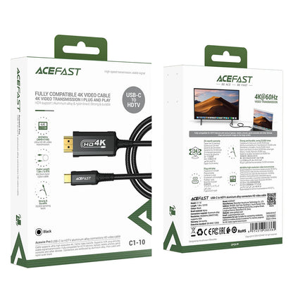 USB-C - HDMI Acefast C1-10 audio és videó kábel, 1.8m, fekete