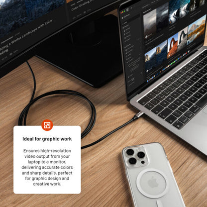 USB-C - HDMI fix audio és videó kábel, 2m, szürke