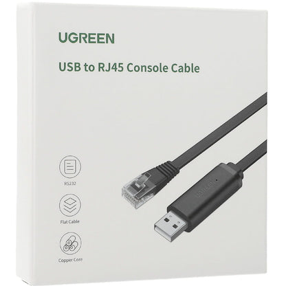 UGREEN CM204 USB Konzol Kábel, RJ45, 3m, Fekete