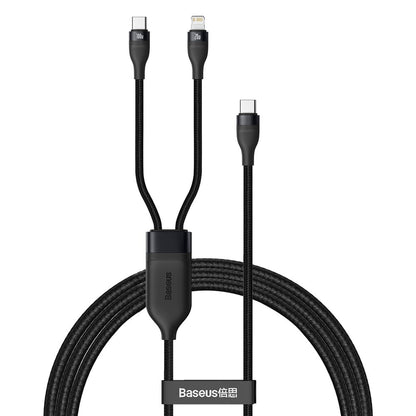 USB-C - Lightning / USB-C Baseus Flash Series 2in1 adat- és töltőkábel, 100W, 1.2m, Fekete CA1T2-F01
