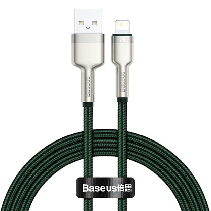 USB-A - Lightning Baseus Cafule Metal Series adat- és töltőkábel, 18W, 1m, Zöld CALJK-A06