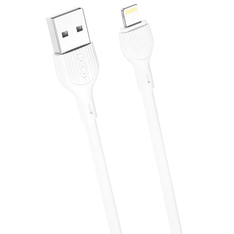 USB-A - Lightning XO Design NB200 adat- és töltőkábel, 10W, 1m, Fehér