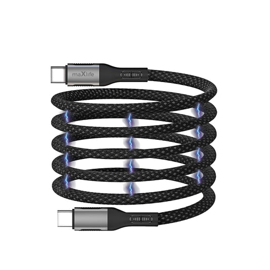 USB-C - USB-C MaXlife MXUC-11 Mágneses Adat- és Töltőkábel, 100W, 1m, Fekete