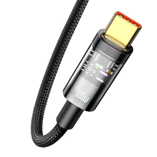 USB-A - USB-C Baseus Explorer adat- és töltőkábel, 100W, 2m, fekete CATS000301