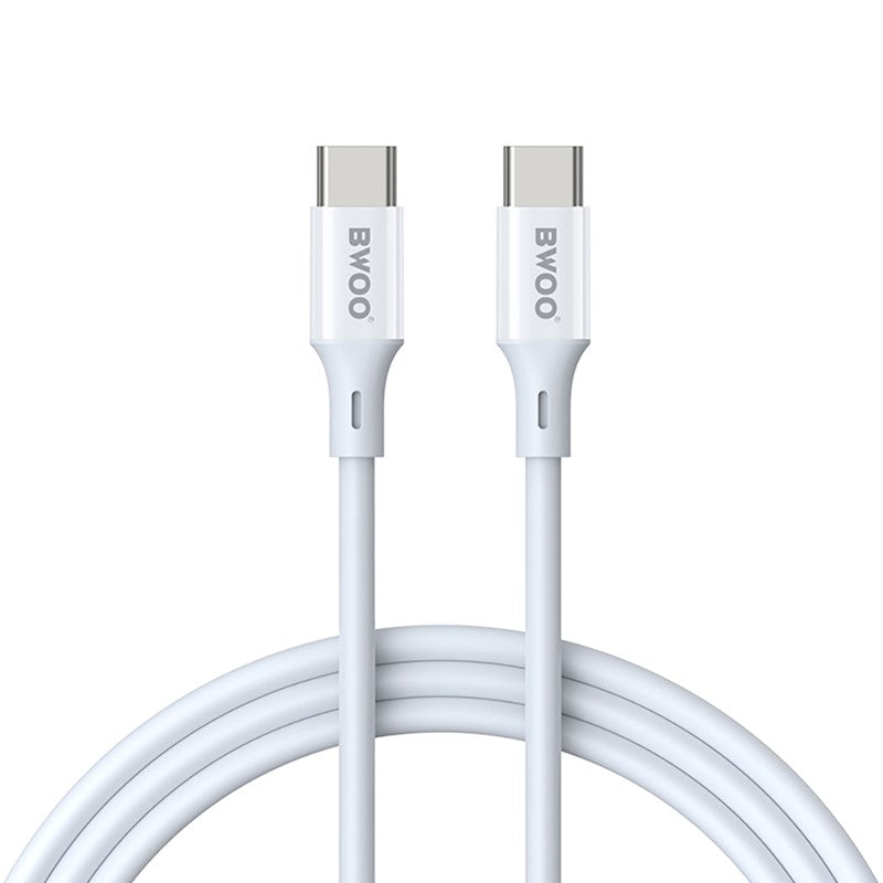 USB-C - USB-C adat- és töltőkábel BWOO X282, 60W, 1m, Fehér