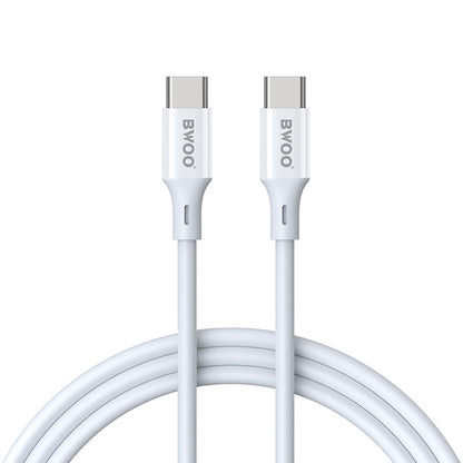 USB-C - USB-C adat- és töltőkábel BWOO X282, 60W, 1m, Fehér
