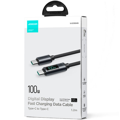 USB-C - USB-C adat- és töltőkábel Joyroom S-A16 Prism Display, 100W, 1.2m, Fekete