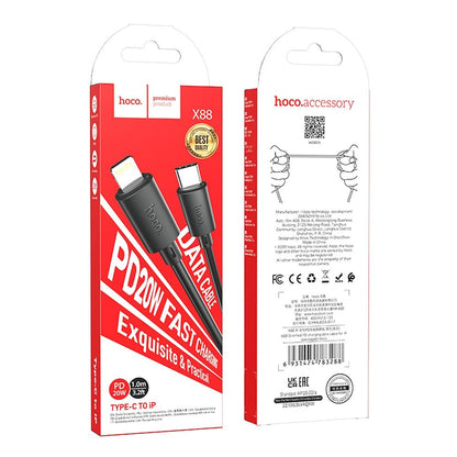 USB-C - Lightning HOCO X88 adat- és töltőkábel, 20W, 1m, Fekete
