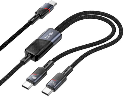 USB-C Data and Charging Cable - 2 x USB-C HOCO U139 2in1, 100W, 1.2m, Black