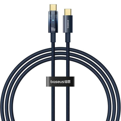 USB-C - USB-C Baseus Explorer adat- és töltőkábel, 100W, 1m, sötétkék P10319704321-00