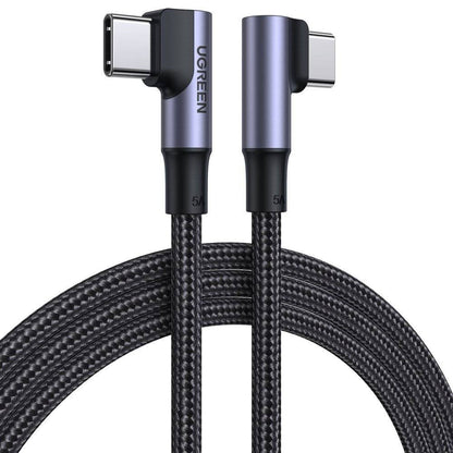USB-C - USB-C UGREEN US335 Angled adat- és töltőkábel, 100W, 2m, Fekete